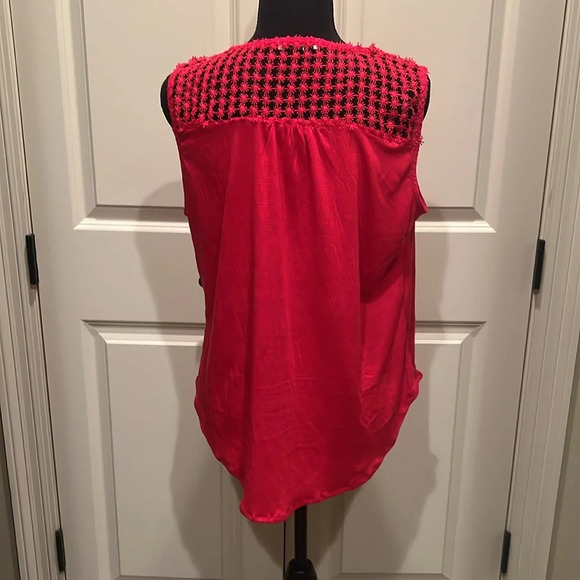 NWOT All in Love Medium Red Blouse with Lace Embellishment - Picture 2 of 4